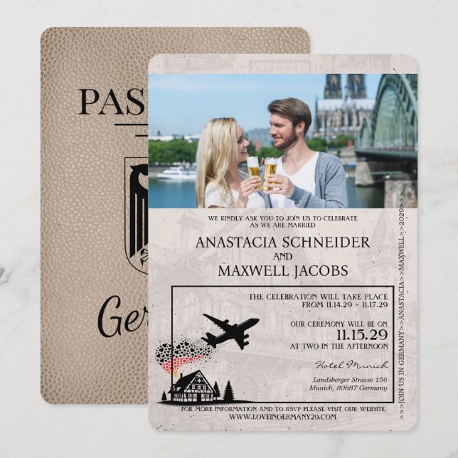 Faire-part de mariage de passeport de l'Allemagne  (Devant / Derrière)