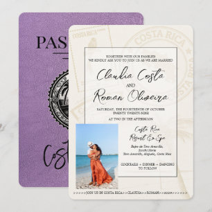 Faire-part de mariage de passeport de Lavender Cos