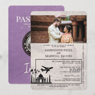 Faire-part de mariage de passeport de Lavender Pur