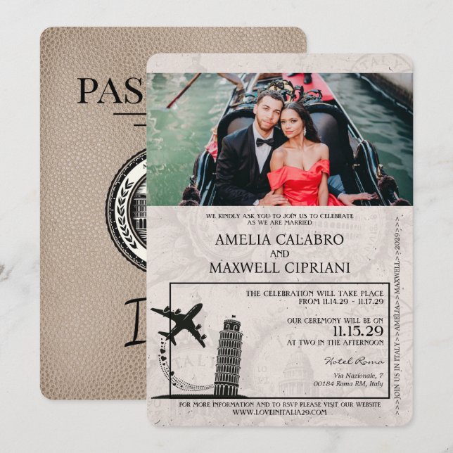 Faire-part de mariage de passeport de l'Italie bei (Devant / Derrière)