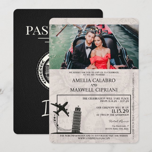 Faire-part de mariage de passeport de l'Italie noi (Devant / Derrière)