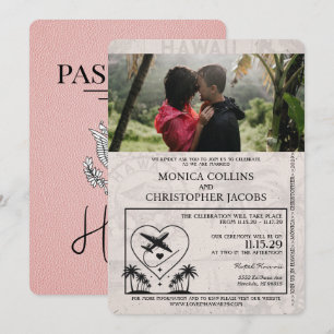 Faire-part de mariage de passeport de Pink Hawaii