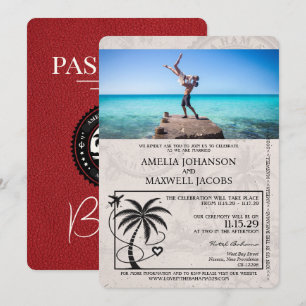 Faire-part de mariage de passeport des Bahamas rou