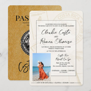 Faire-part de mariage de passeport Gold Costa Rica