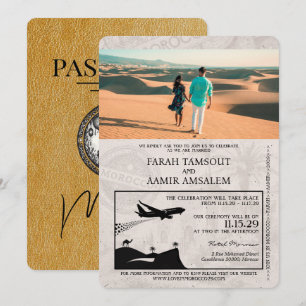 Faire-part de mariage de passeport Gold Maroc