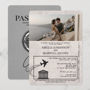 Faire-part de mariage de passeport Grey Grèce