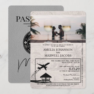 Faire-part de mariage de passeport gris des Maldiv