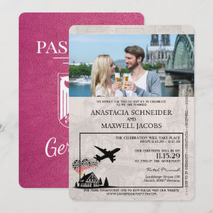 Faire-part de mariage de passeport Magenta Pink Al