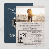 Faire-part de mariage de passeport Navy Blue Porto