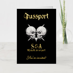 Faire-part de mariage de passeport noir gothique s