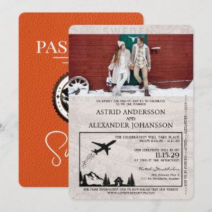 Faire-part de mariage de passeport Orange Suède