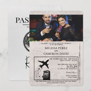 Faire-part de mariage de passeport Reno Blanc