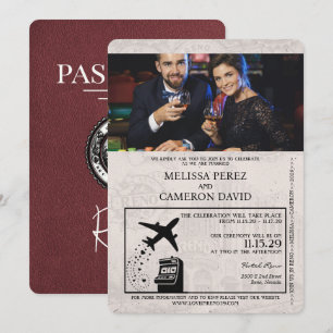 Faire-part de mariage de passeport Reno de Bourgog