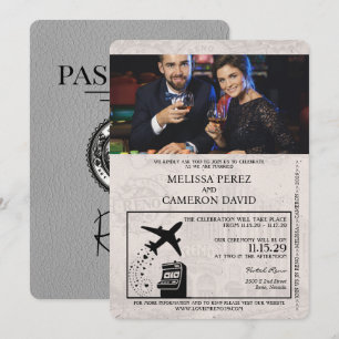 Faire-part de mariage de passeport Reno gris
