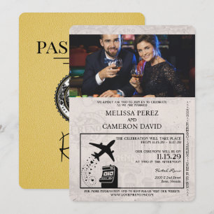Faire-part de mariage de passeport Reno Jaune