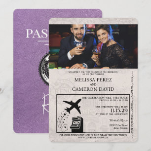 Faire-part de mariage de passeport Reno violet Lav