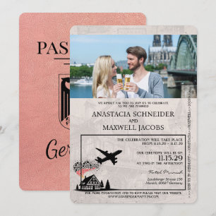 Faire-part de mariage de passeport rose Gold Allem