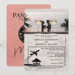 Faire-part de mariage de passeport rose Gold Maldi
