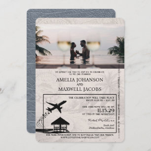 Faire-part de mariage de passeport Silver Maldives