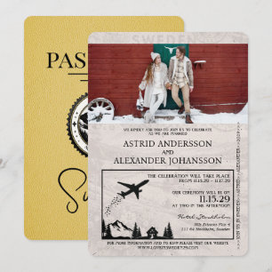 Faire-part de mariage de passeport suédois jaune