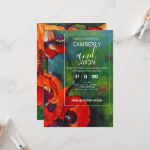Faire-part de mariage de pavots orange peint