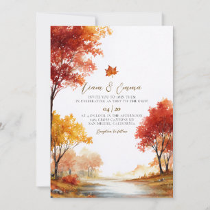 Faire-part de mariage de paysage d'automne rustiqu