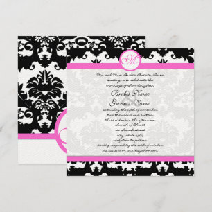 Faire-part de mariage de persiennes en damas rose