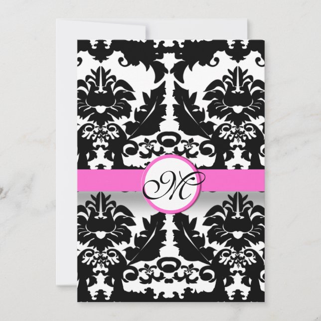 Faire-part de mariage de persiennes en damas rose  (Devant)