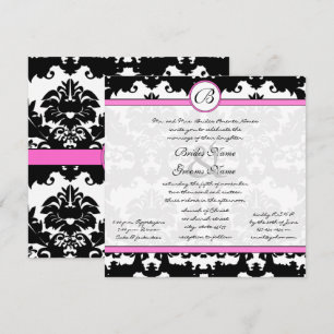 Faire-part de mariage de persiennes en damas rose 