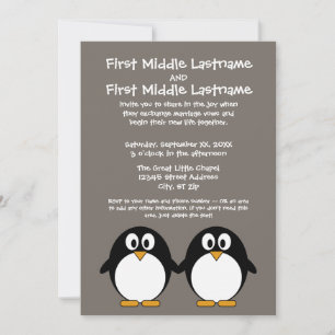 Faire-part de mariage de pingouin mou
