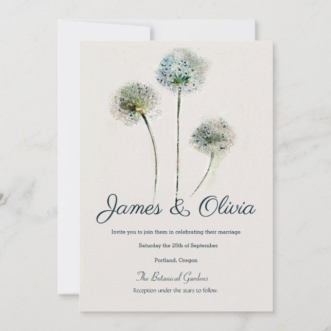 Faire-part de mariage de pissenlit (Dos)