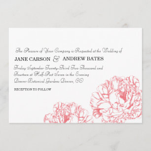Faire-part de mariage de pivoine
