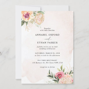 Faire-part de mariage de pivoines et de fleurs d'o