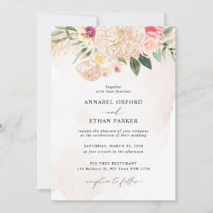 Faire-part de mariage de pivoines et de fleurs d'o