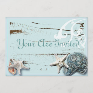 Faire-part de mariage de plage aux coquillages rom