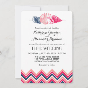 Faire-part de mariage de plage Chevron Vintage Coq