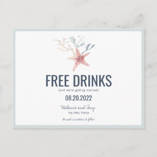 Faire-part de mariage de plage côtière drôle