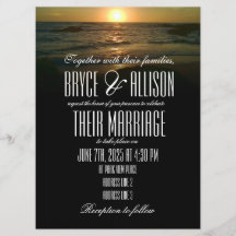 Faire-part de mariage de plage de coucher du