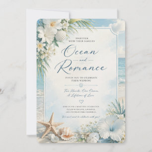 Faire-part de mariage de plage Océan Romance