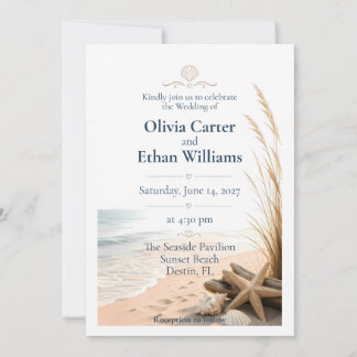 Faire-part de mariage de plage océanique côtière