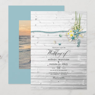 Faire-part de mariage de plage rustique en été ave