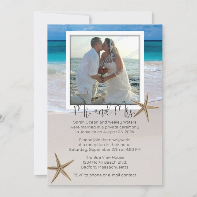 Faire-part De Mariage De Plage Tropicale Avec Phot (Devant)