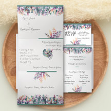 Faire-part de mariage de pliage à trois lettres pe