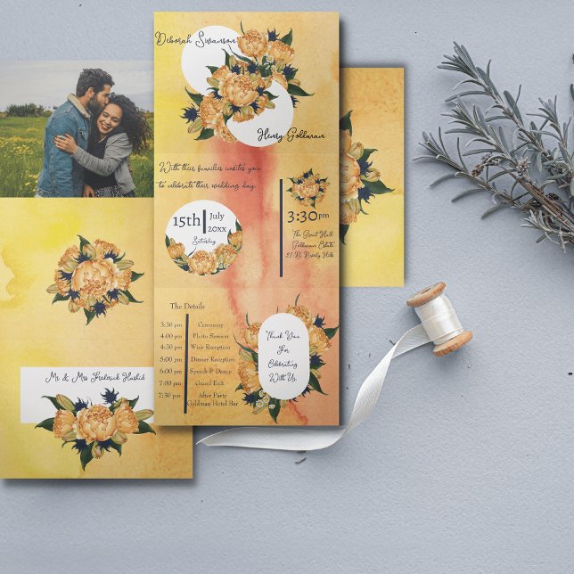 Faire-part de mariage de pliage à trois lettres pe (Créateur téléchargé)