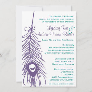 Faire-part de mariage de plumes de paquetage
