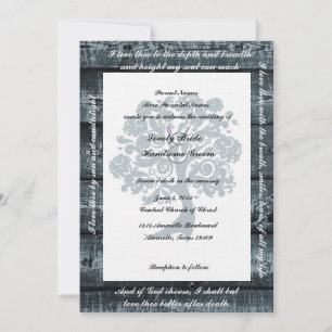 Faire-part de mariage de poésie en bois bleu d'arb