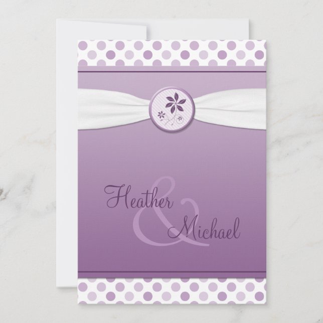 Faire-part de mariage de point de polka violet de  (Devant)