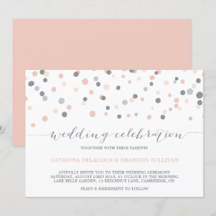 Faire-part de mariage de points Confetti gris et b