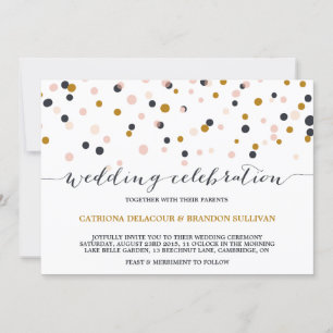 Faire-part de mariage de points Confetti rose et o