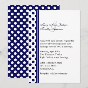 Faire-part de mariage de points Polka bleu et blan